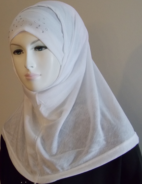 White Beaded Hijab 2